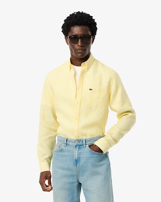 Camisa de lino de corte regular de rayas