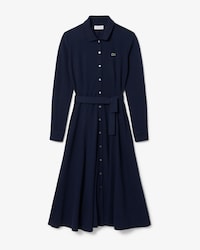 Vestido de petit piqu&eacute; con cintur&oacute;n y cuello polo