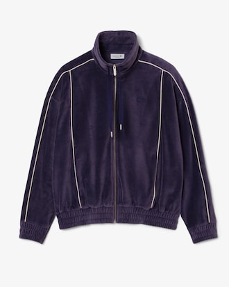 Sudadera con cremallera de terciopelo oversized