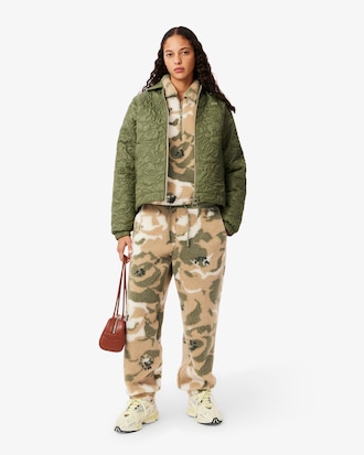 Sudadera tipo polo de felpa con jacquard oversized