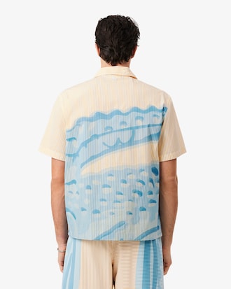 Camisa de rayas con cocodrilo de corte holgado