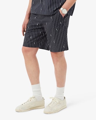 Pantal&oacute;n corto de algod&oacute;n de rayas con estampado de cocodrilo