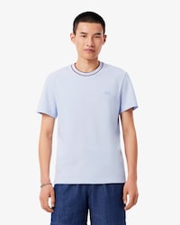 Camiseta de piqu&eacute; el&aacute;stico con cuello de rayas