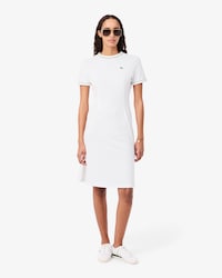 Vestido camisero de punto jersey con ribete en contraste