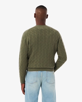 Jersey de cuello redondo de lana cardada con motivo de ochos