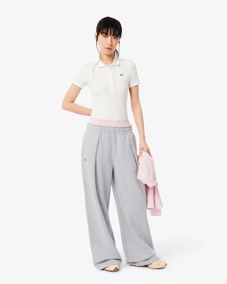 Pantalón plisado de pierna ancha con cocodrilo