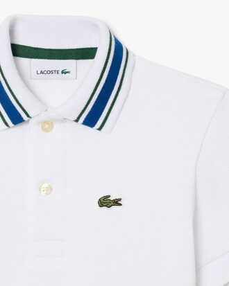 Polo de petit piqu&eacute; con cuello de rayas