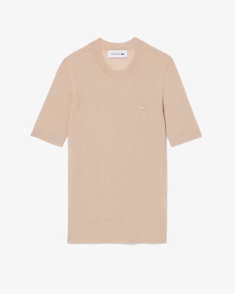 Jersey de manga corta de punto de canal&eacute; de lana merino