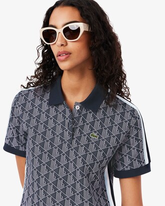 Vestido polo de corte ajustado de jacquard con monograma