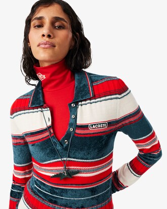 Jersey con cuello polo de rayas texturizadas Runway
