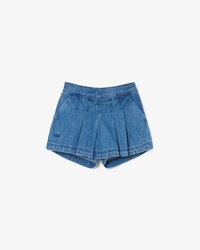 Falda-pantal&oacute;n corta vaquera plisada