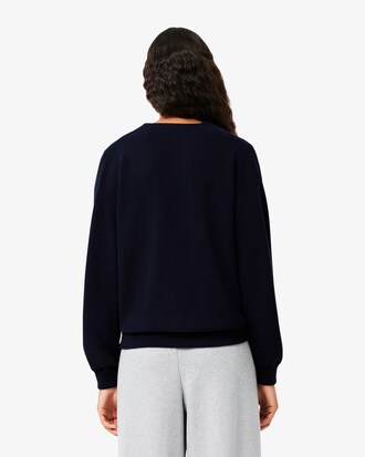 Chaqueta de punto de algodón con cuello de pico