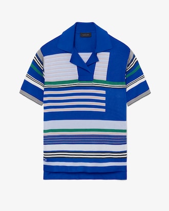 Polo de piqu&eacute; satinado de rayas oversized Runway