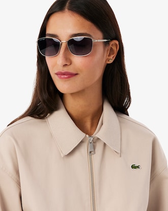 Chaqueta de tela de gabardina el&aacute;stica con cuello doble