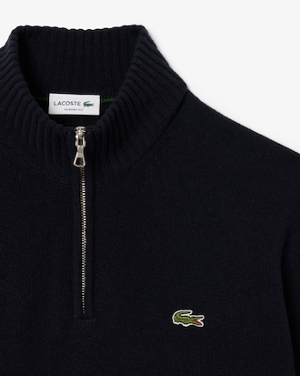 Jersey de cuello alto de lana cardada con cremallera