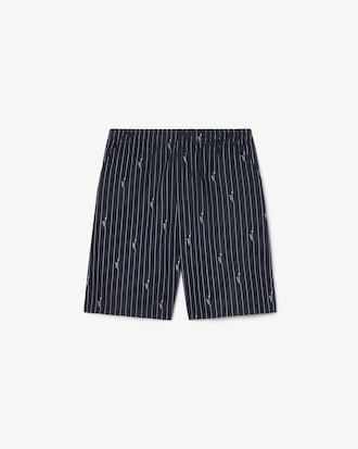 Pantal&oacute;n corto de algod&oacute;n de rayas con estampado de cocodrilo