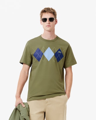 Camiseta con estampado de rombos de algodón grueso