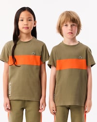Camiseta de algodón de rayas en contraste