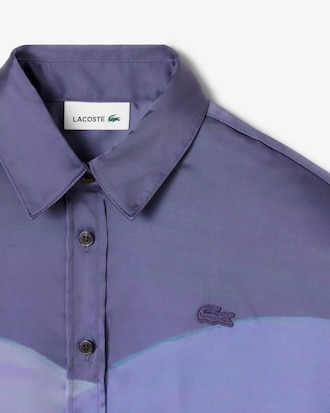 Camisa de satén oversized con estampado de paisaje