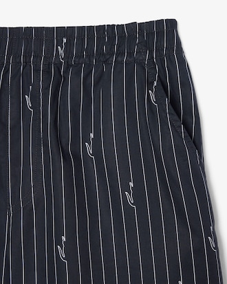 Pantal&oacute;n corto de algod&oacute;n de rayas con estampado de cocodrilo