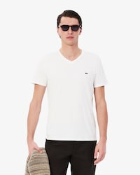 Camiseta de cuello de pico de algodón pima ligero