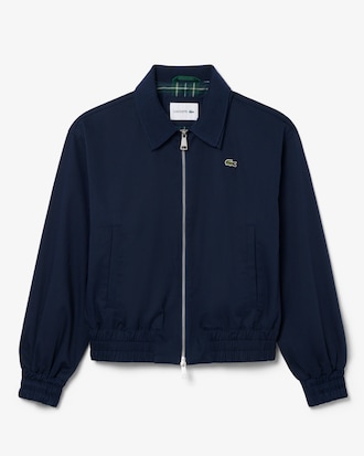 Chaqueta de tela de gabardina el&aacute;stica con cuello doble