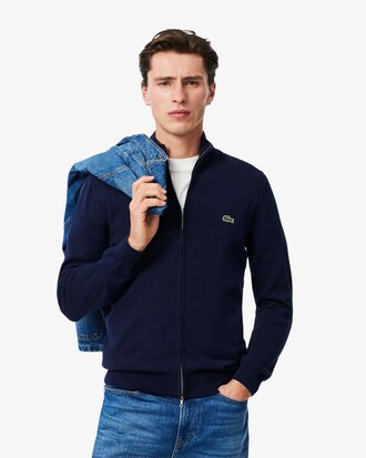 Jersey de cuello alto de algodón con cremallera