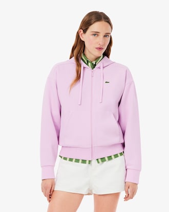 Sudadera con capucha de piqu&eacute; con cremallera