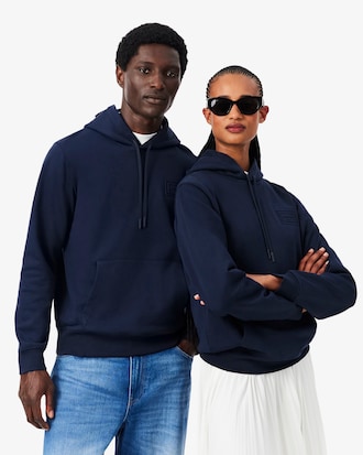 Sudadera con capucha con detalles de marca estampados en relieve