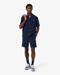 Pantal&oacute;n corto de felpa de corte regular con raya de logotipo