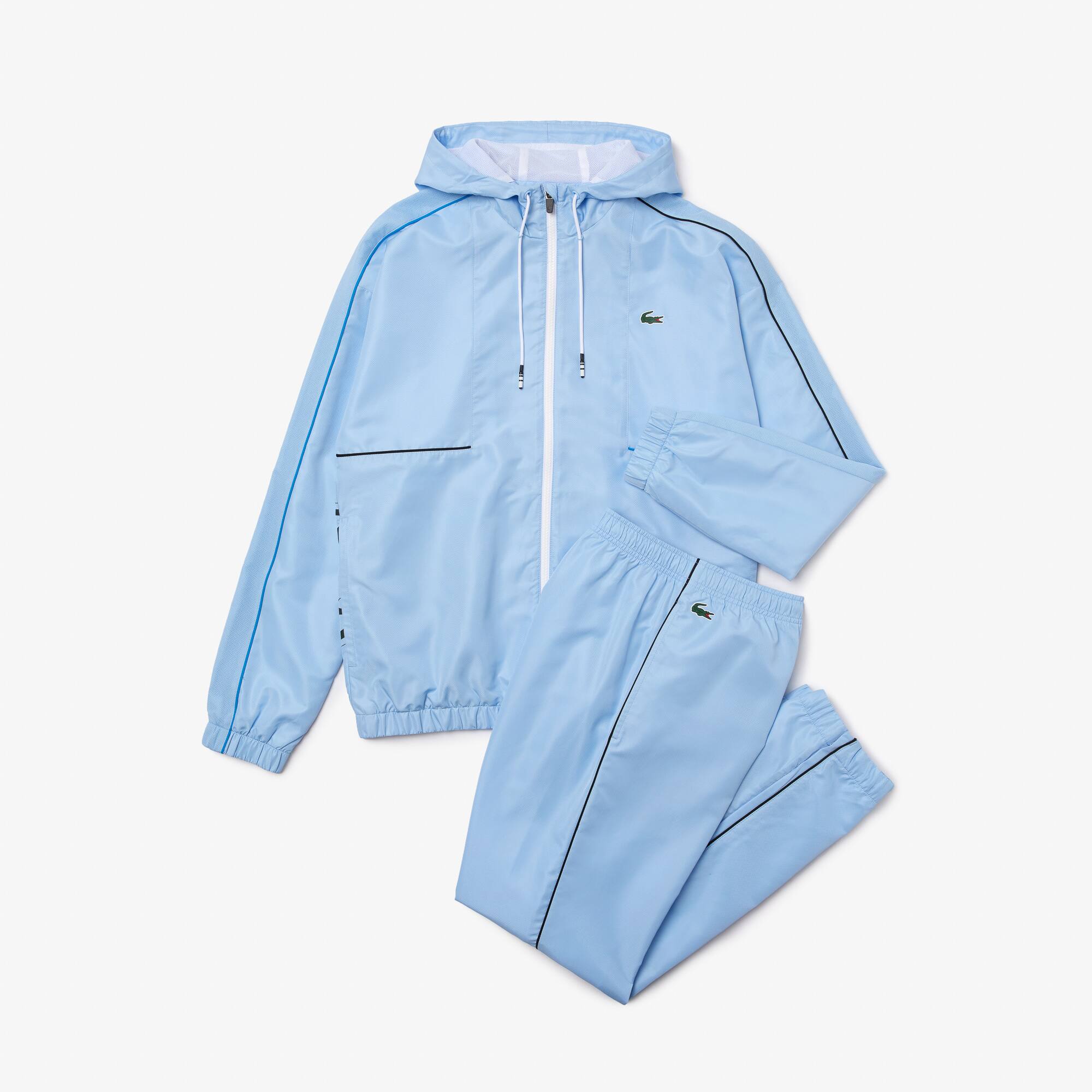 Chandal Lacoste Hombre | Chándal de hombre Lacoste x Bleu Mode de rayas  resistente al agua Blanco / Naranja / Violeta « Portelamor