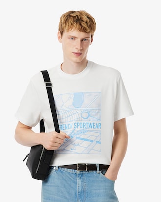 Camiseta de algodón con estampado de pista de tenis