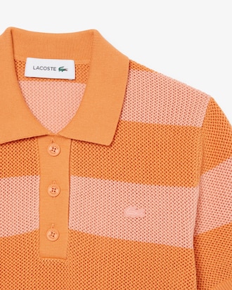 Jersey de cuello polo de punto de malla con rayas