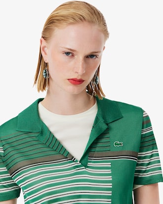 Polo de piqu&eacute; satinado de rayas de corte ajustado Runway