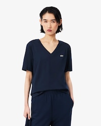 Camiseta de corte holgado con cuello de pico de algod&oacute;n suave