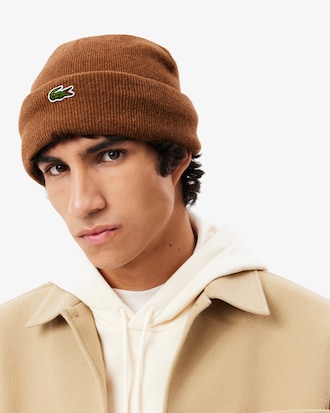 Gorro de lana con borde de canalé