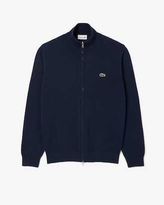 Jersey de cuello alto de algodón con cremallera