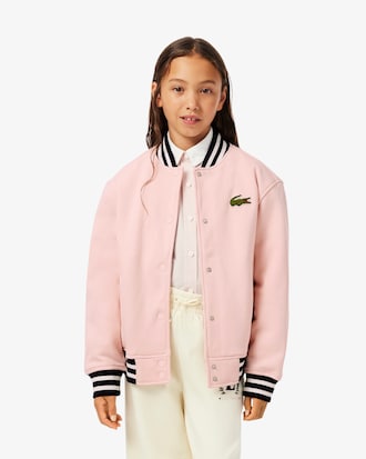 Cazadora tipo bomber de felpa con insignia bordada