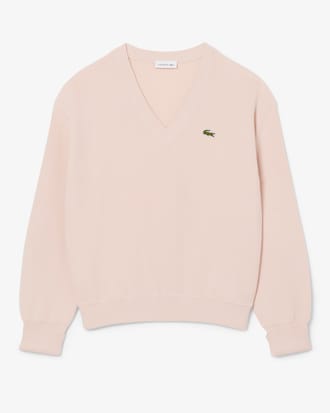 Jersey de punto musgo de algodón con cuello de pico