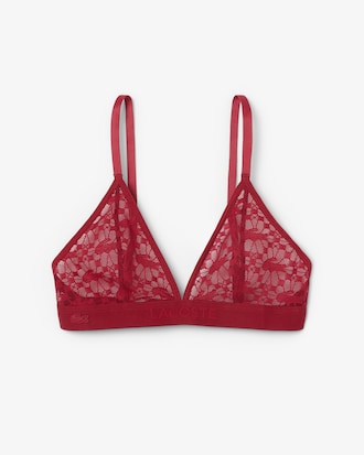 Bralette triangular de encaje con logotipo