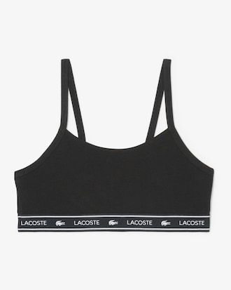 Bralette de algodón elástico con cinta de logotipo