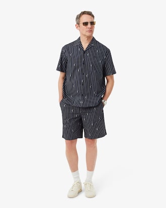 Pantal&oacute;n corto de algod&oacute;n de rayas con estampado de cocodrilo