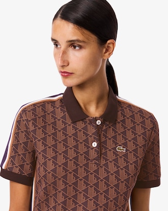 Vestido polo de corte ajustado de jacquard con monograma