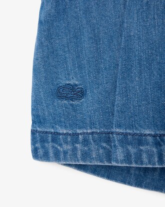 Falda-pantal&oacute;n corta vaquera plisada