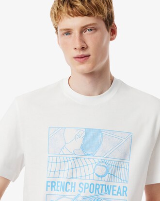 Camiseta de algodón con estampado de pista de tenis