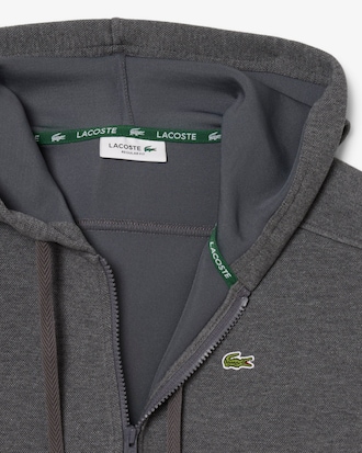 Sudadera con capucha de piqué con cremallera