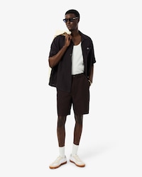 Pantal&oacute;n corto de sarga con mezcla de lino de corte regular