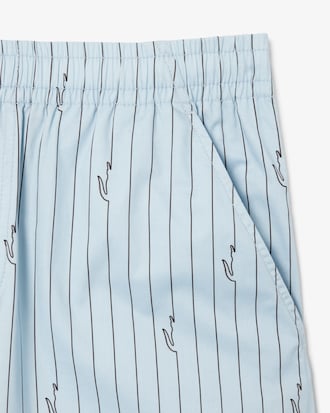 Pantal&oacute;n corto de algod&oacute;n de rayas con estampado de cocodrilo