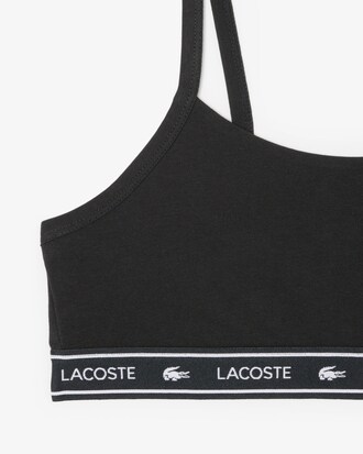 Bralette de algodón elástico con cinta de logotipo