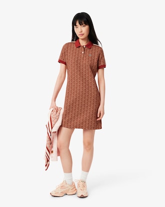 Vestido polo de corte ajustado de jacquard con monograma
